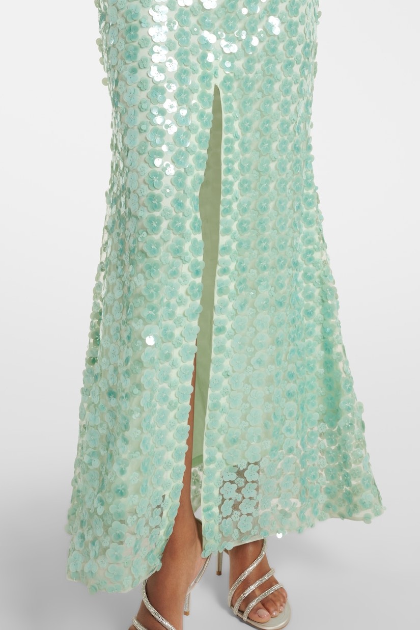 Sequin Splicing Satin Backless Maxi Dress
