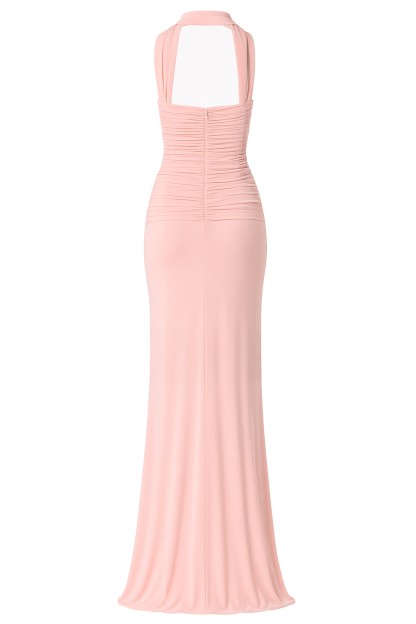 Solid Gathering Off Shoulder Maxi Dress