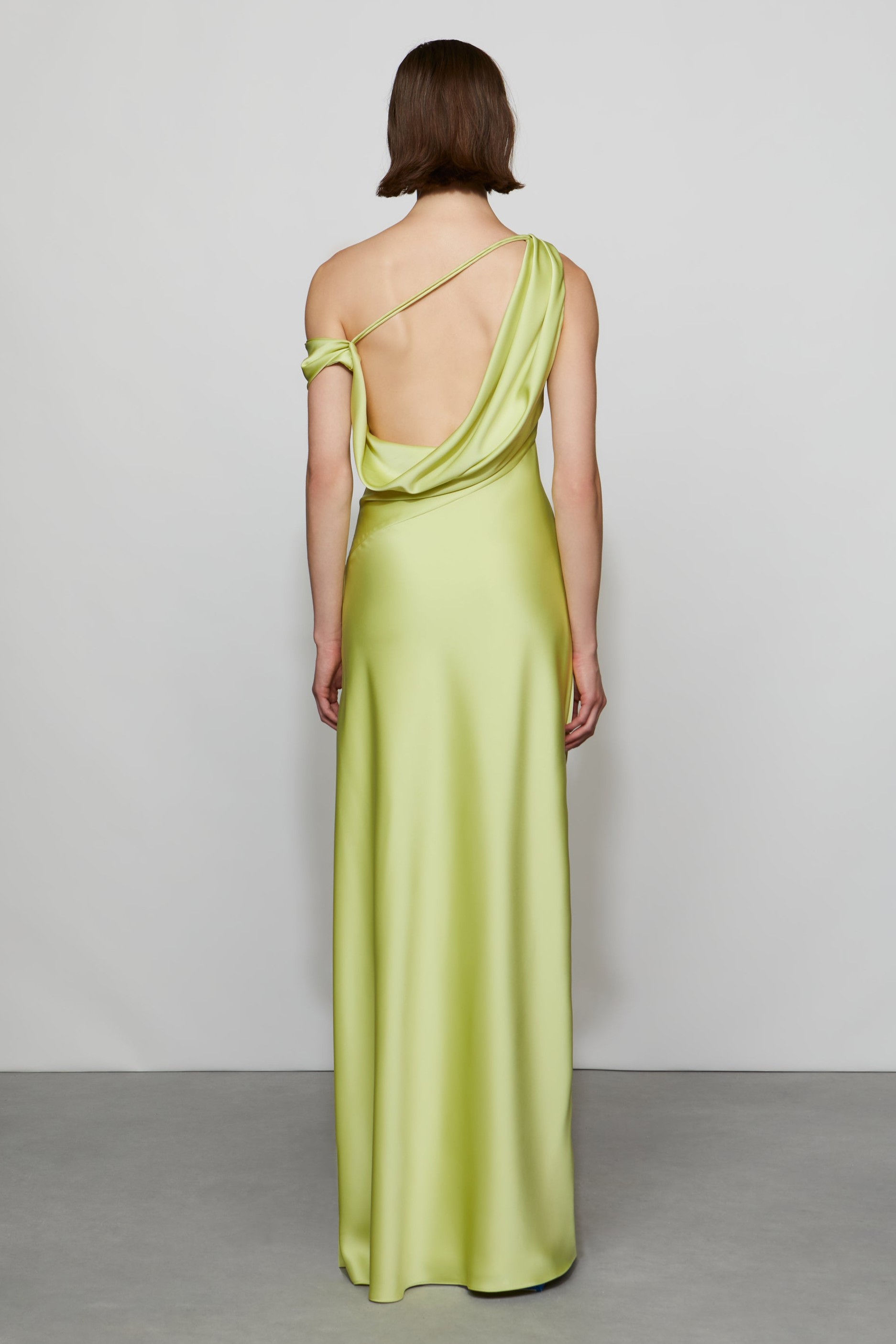 Satin Skew Collar Backless Maxi Dress