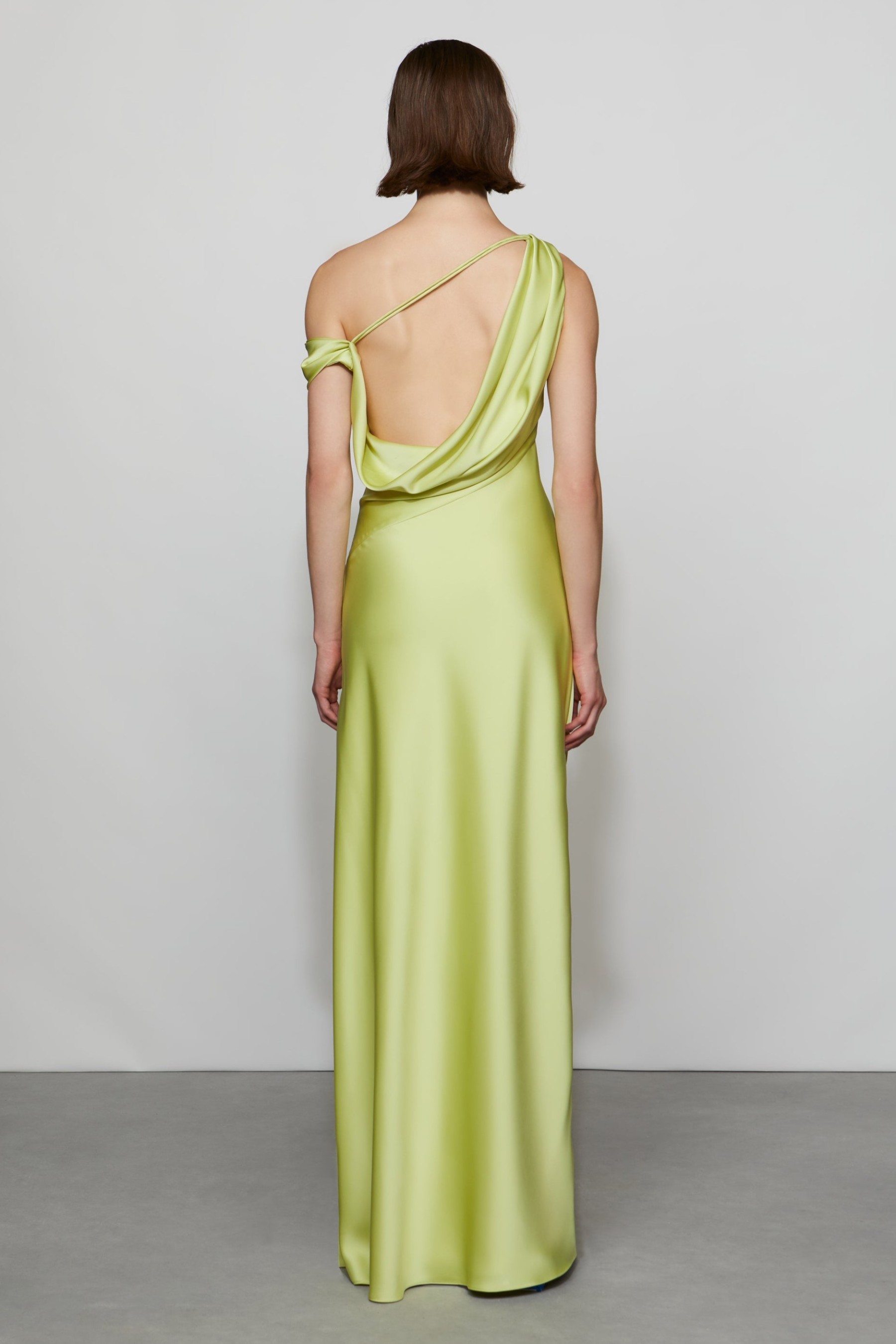 Satin Skew Collar Backless Maxi Dress