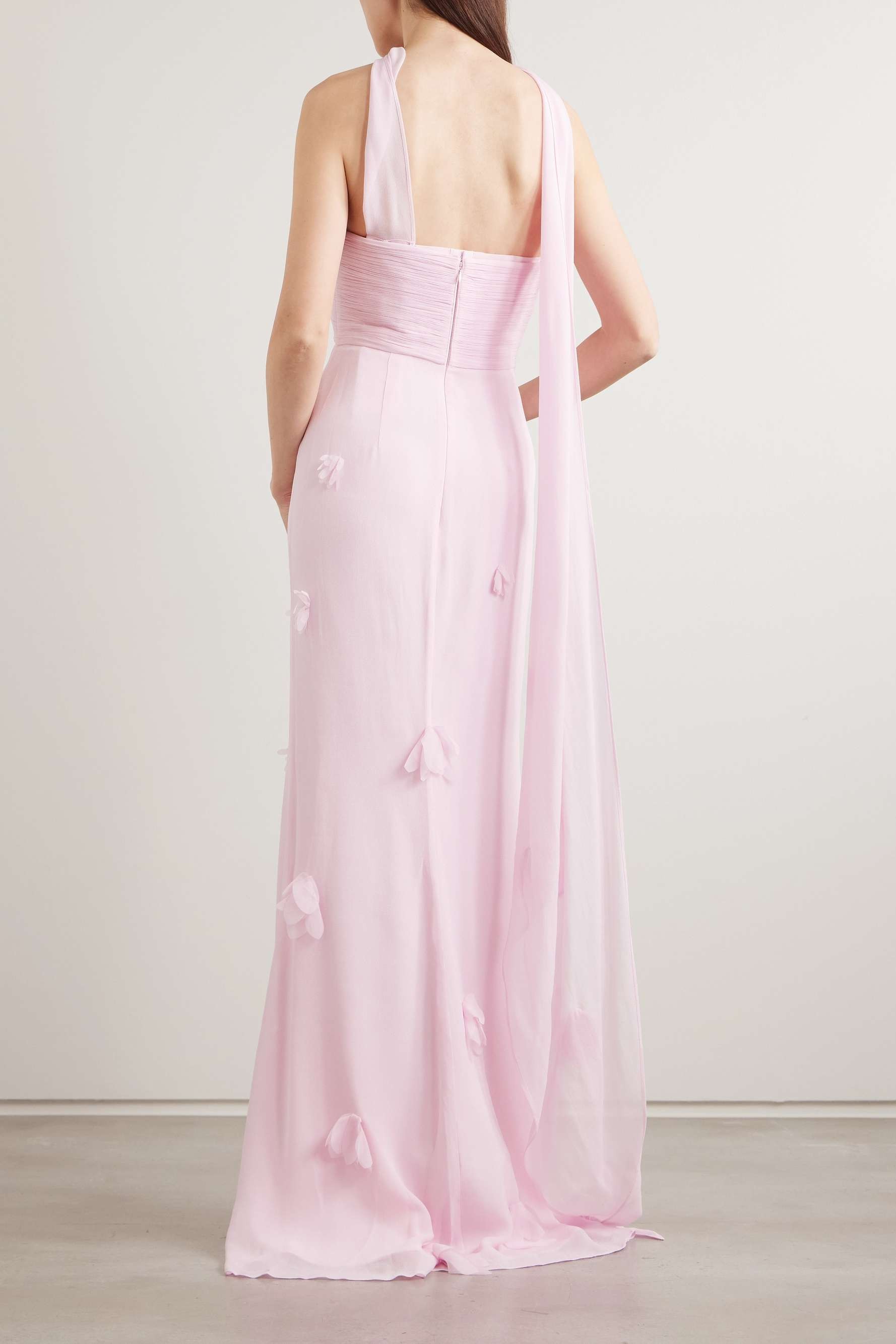 Solid 3D Flower Off Shoulder Maxi Dress