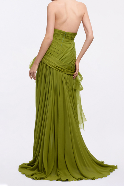 Chiffon Gathering Off Shoulder Maxi Dress