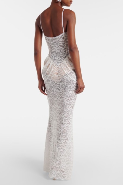 Lace Ruched Sweetheart Neck Maxi Dress