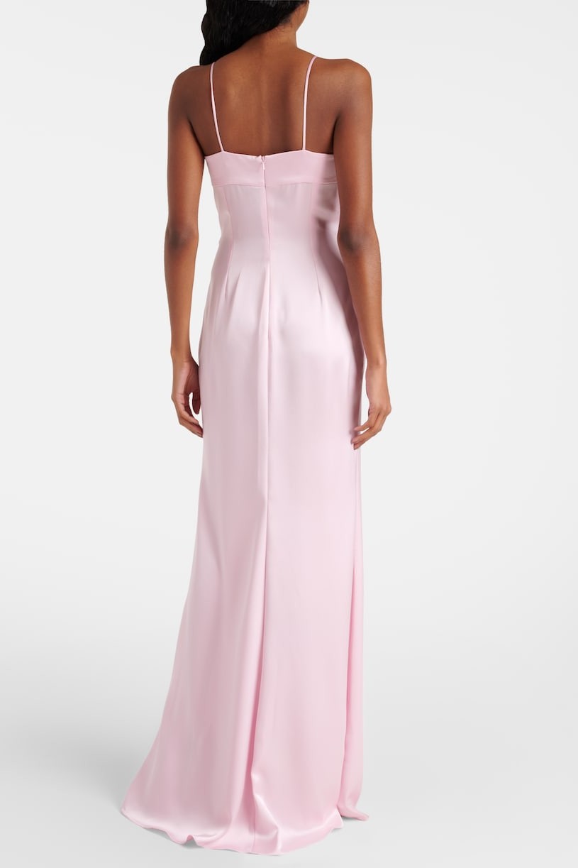 Satin Sequin Slit Maxi Dress