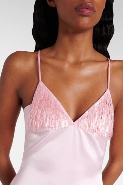 Satin Sequin Slit Maxi Dress