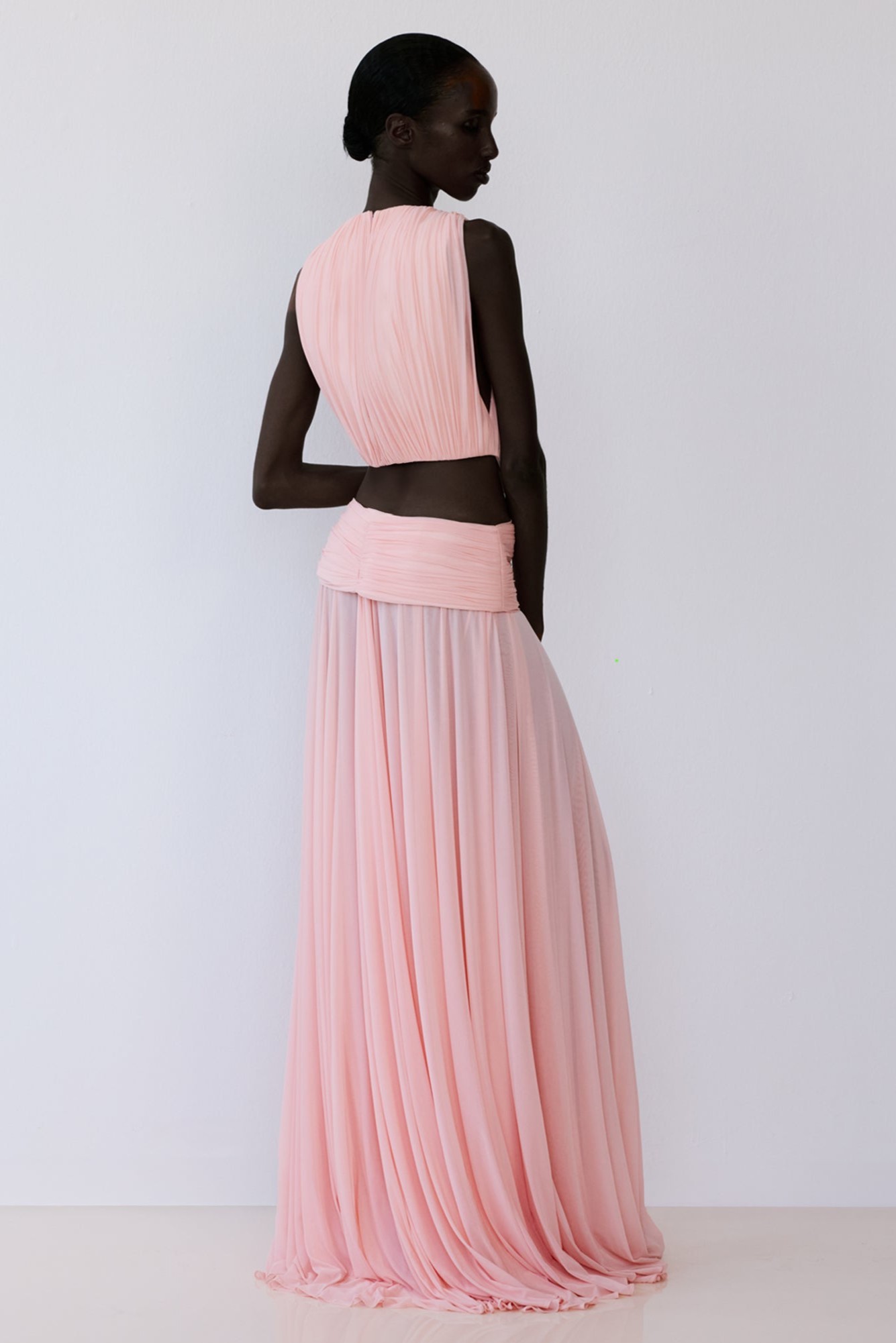 Chiffon Cut-Out Bow Maxi Dress