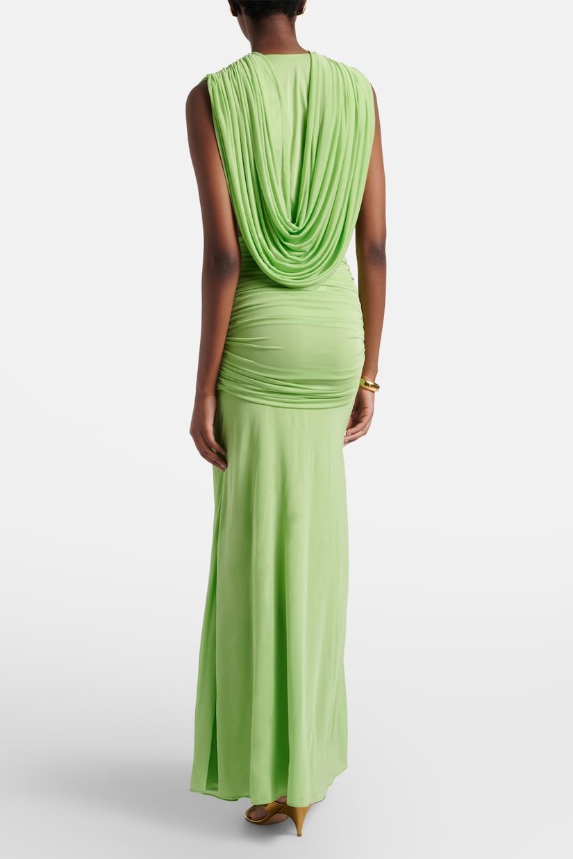 Solid Gathering Cut-Out Maxi Dress