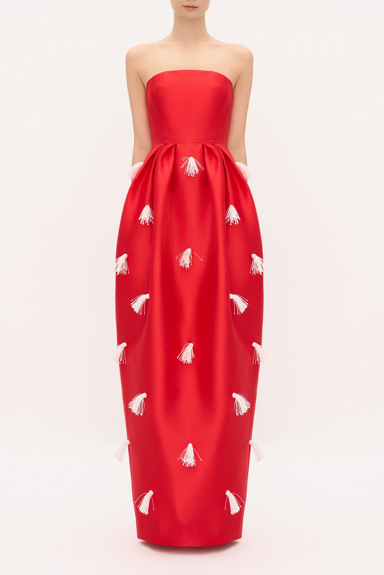 Satin Tassel Off Shoulder Maxi Dress