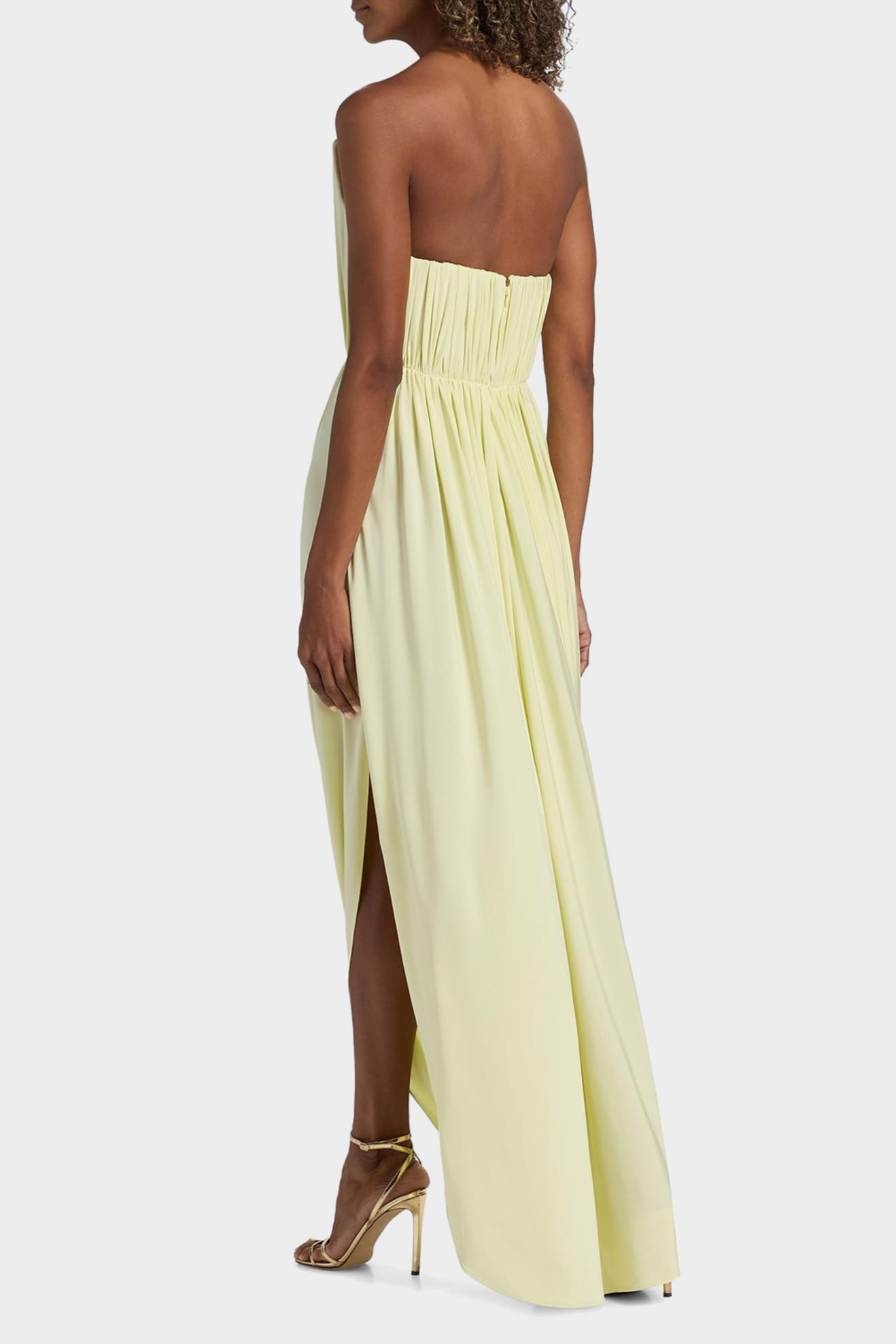 Jersey Gathering Slit Off Shoulder Maxi Dress