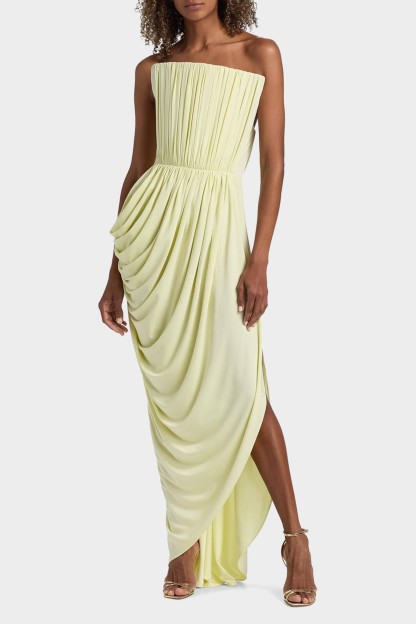 Jersey Gathering Slit Off Shoulder Maxi Dress