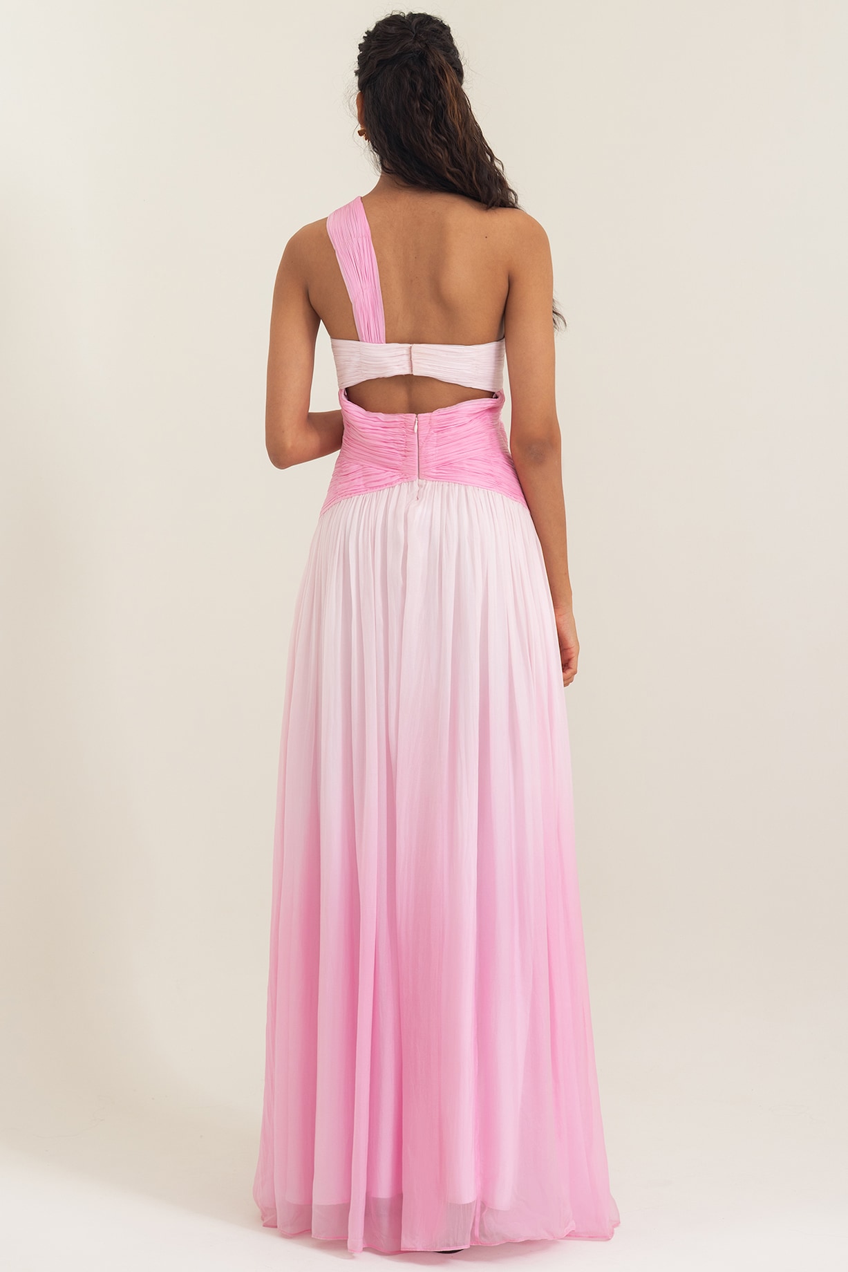 Chiffon Gradient Color Cut-Out Maxi Dress