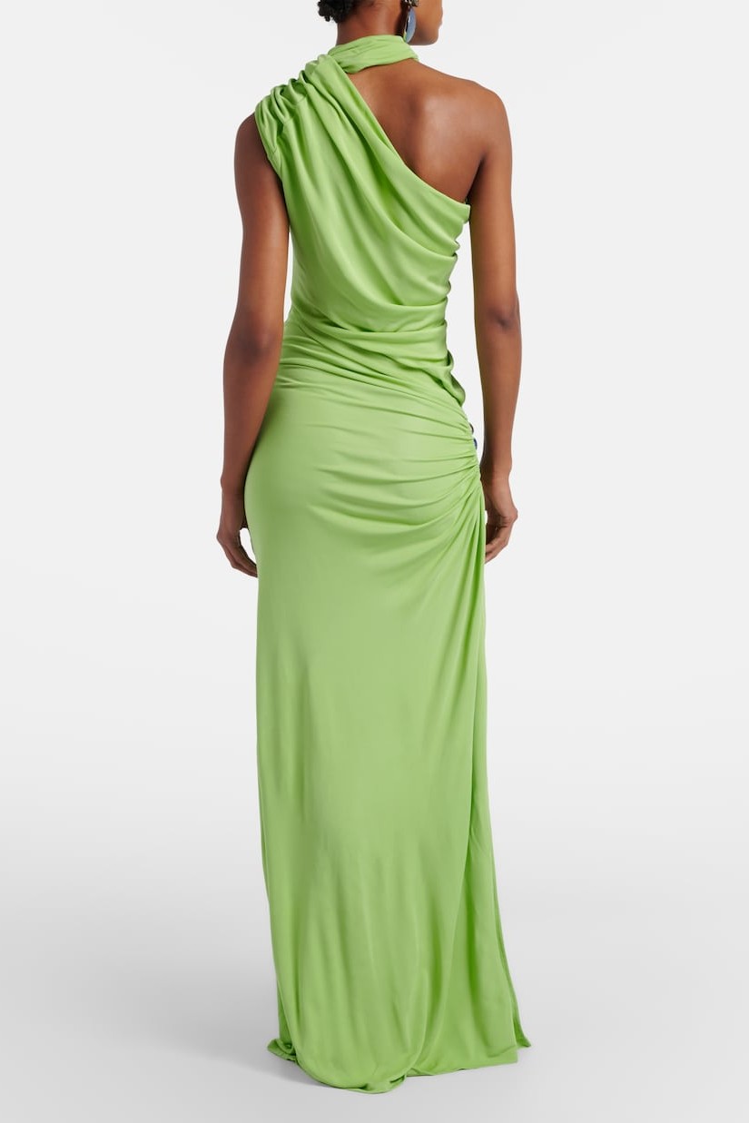Solid Halter Neck Slit Maxi Dress