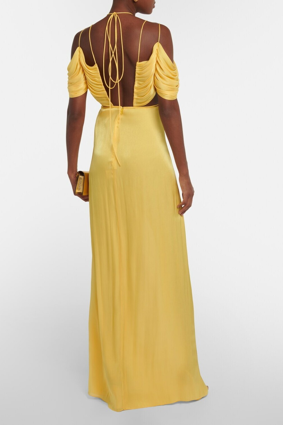 Satin Cut-Out Slit Maxi Dress