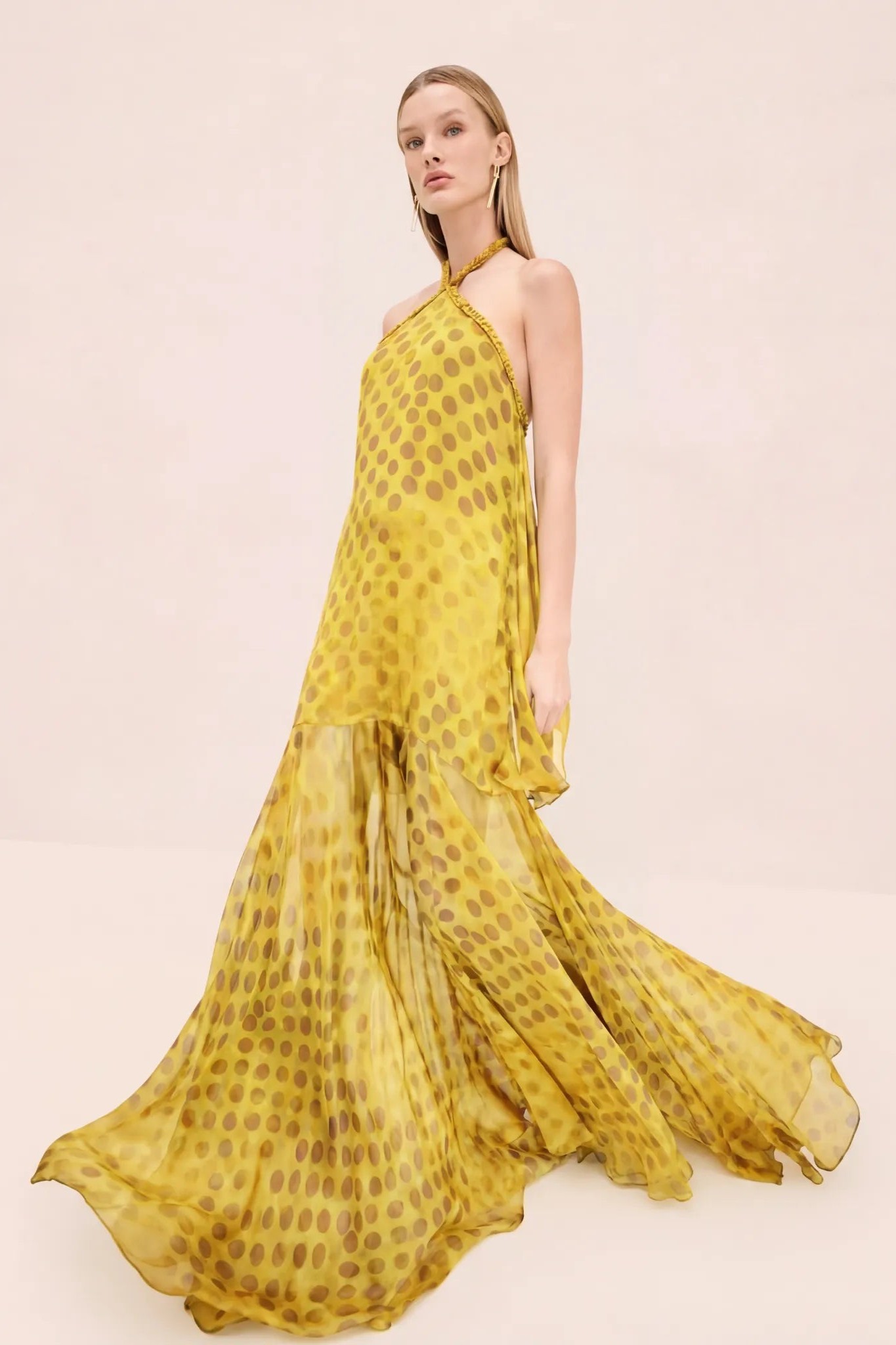 Abstract Print  Halter Neck Midi Dress