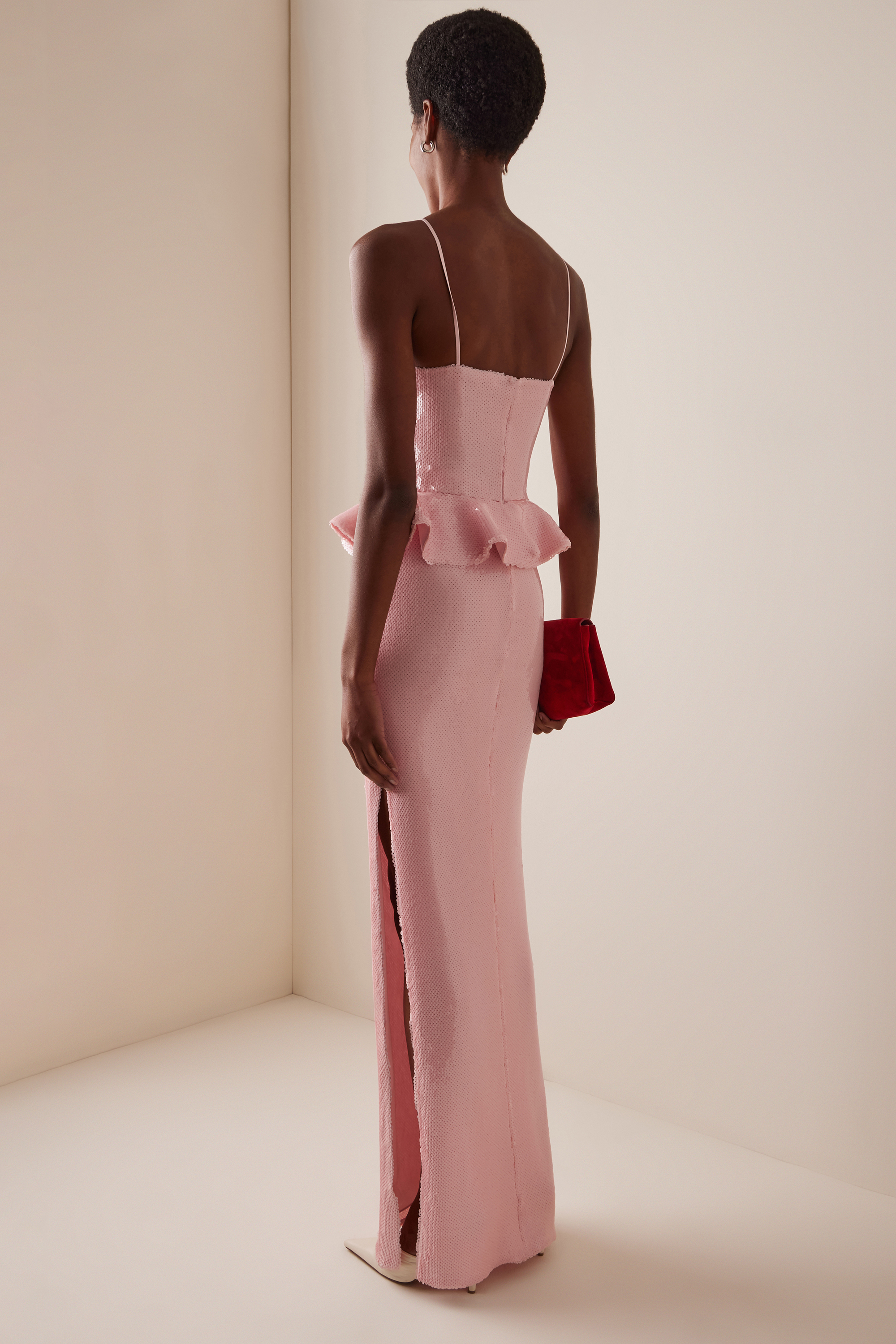 Sequin Ruffle 3D Flower Maxi Dress