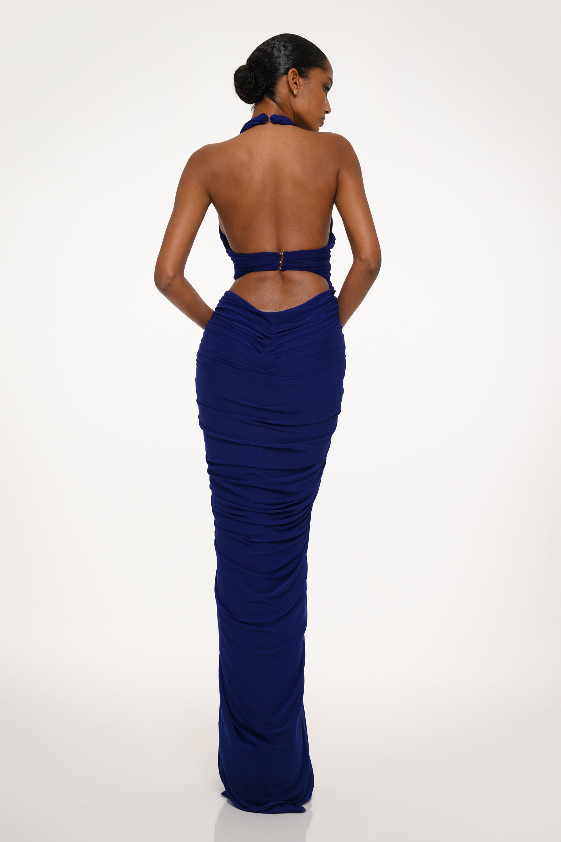 Jersey Gathering Halter Neck Maxi Dress