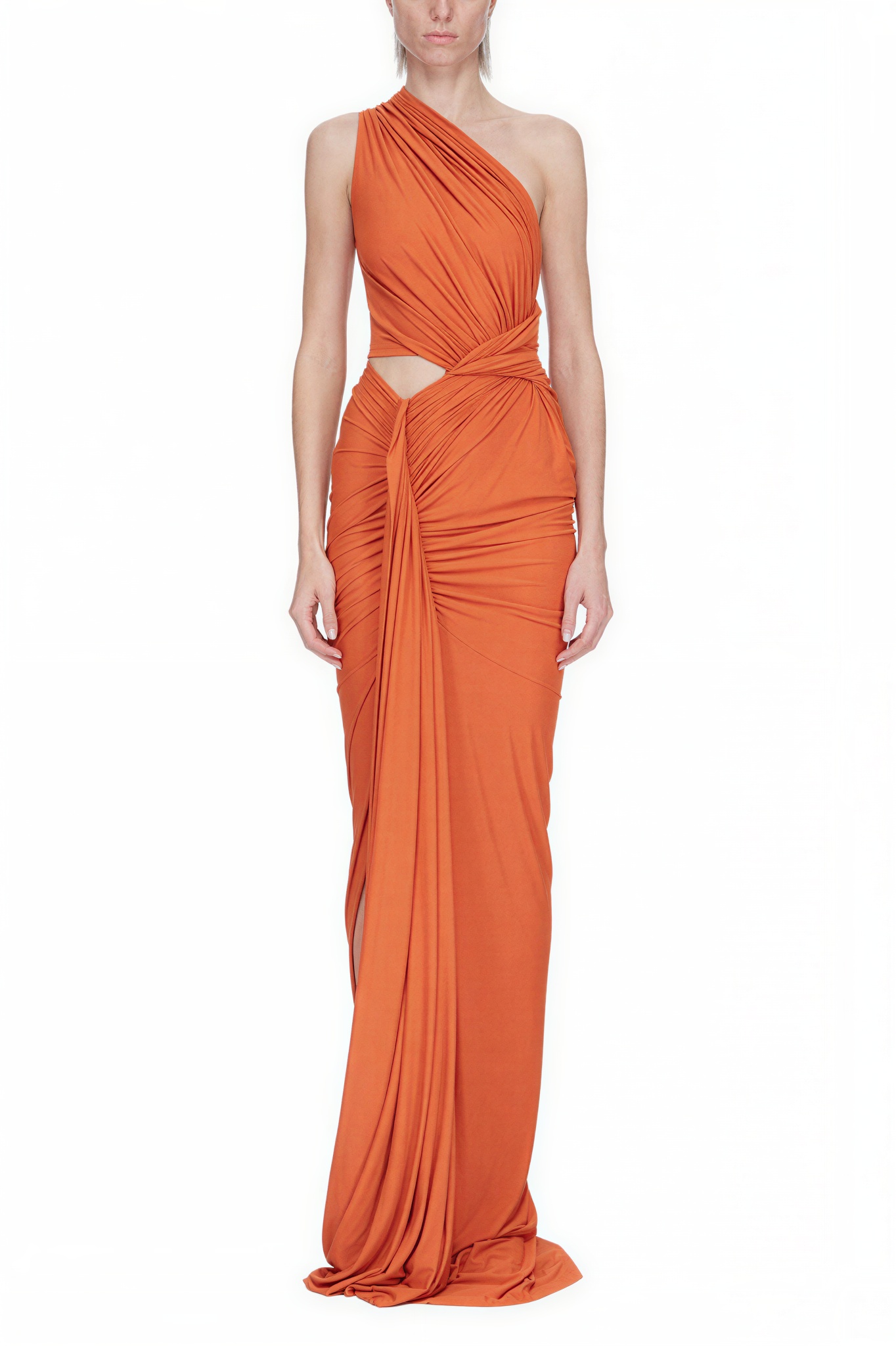 Jersey Cut-Out One Shoulder  Maxi Dress