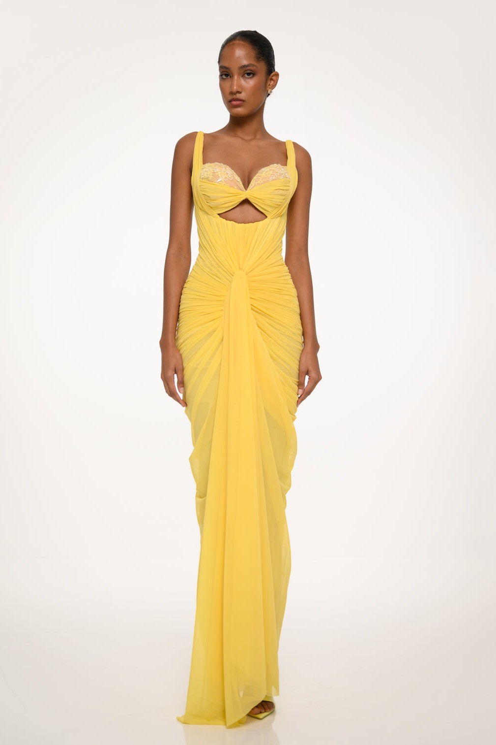 Mesh Lace Cut-Out Maxi Dress