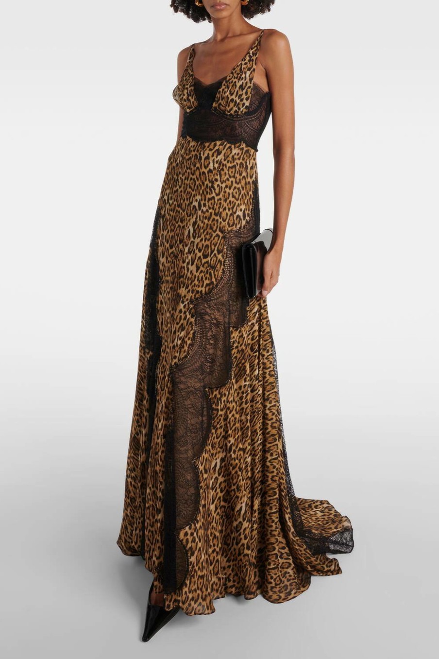Leopard Print Lace Slip Maxi Dress