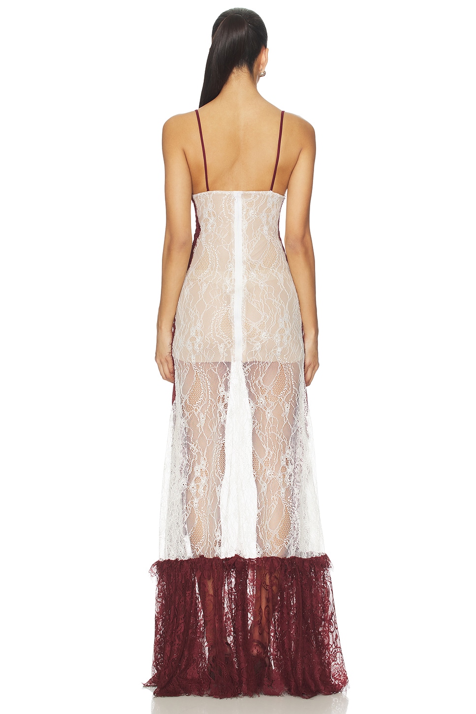 Contrast Color See-Through Slip Maxi Dress