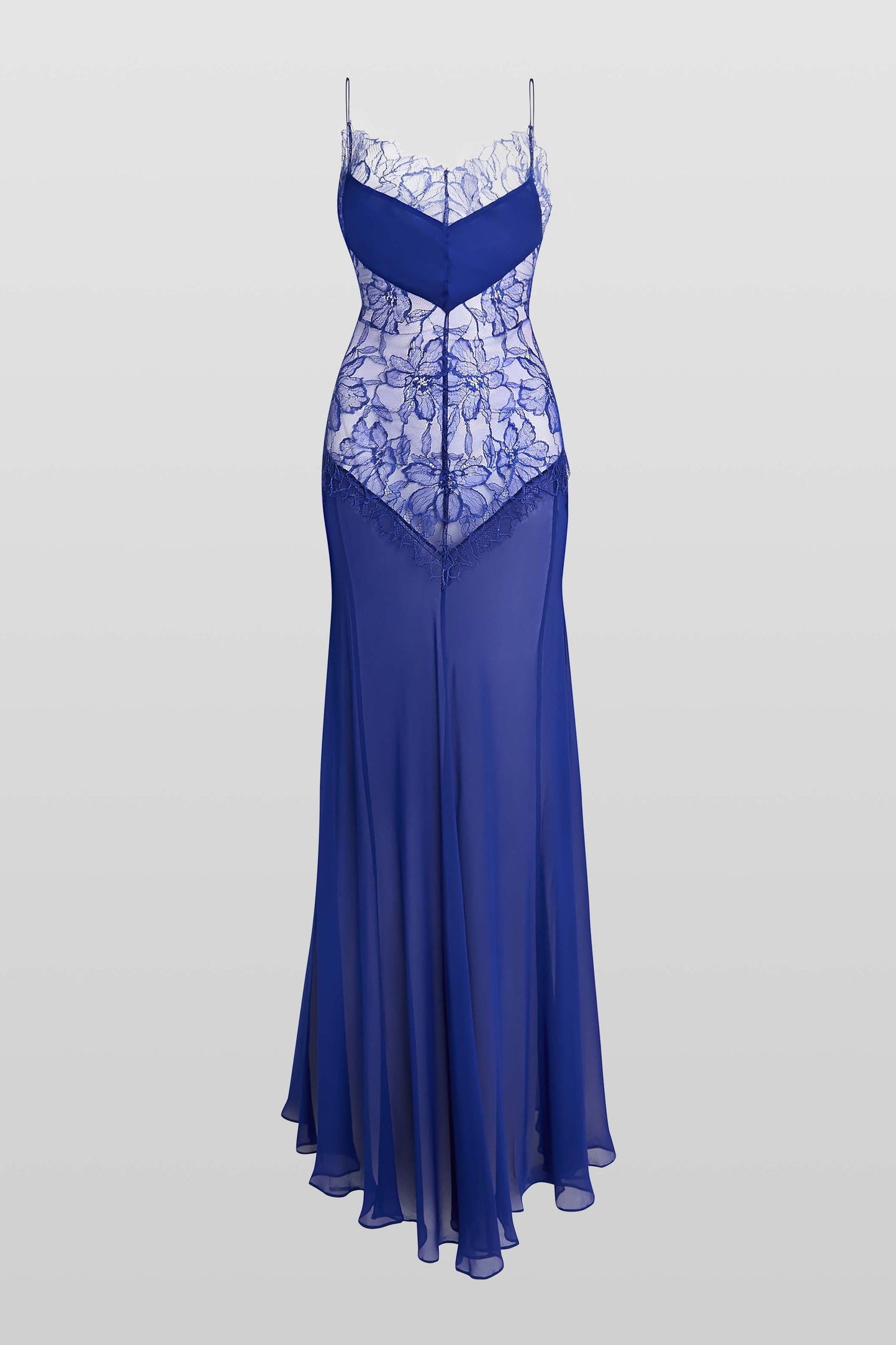 Lace Splicing Chiffon See-Through Maxi Dress