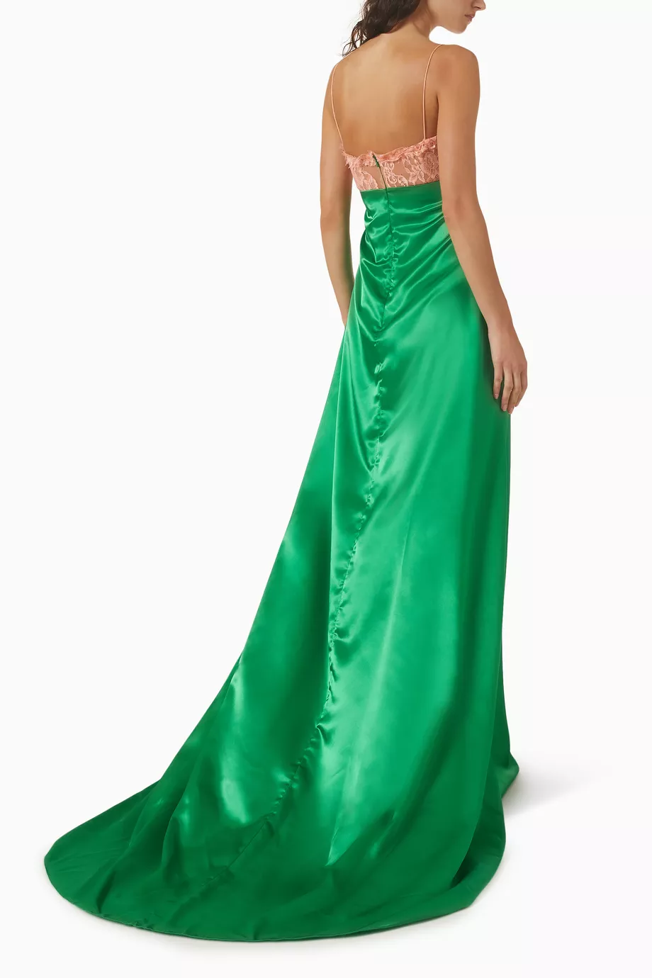 Lace Splicing Satin Slip Maxi Dress