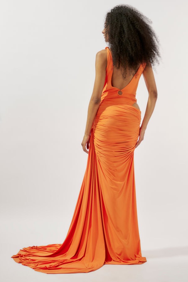 Jersey Cut-Out Metal Button Bodysuit  & Low Waist Maxi Skirt Set