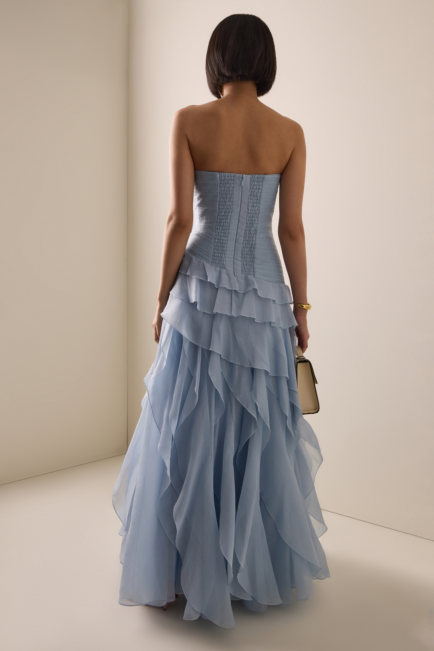 Chiffon Ruffle Off Shoulder Maxi Dress