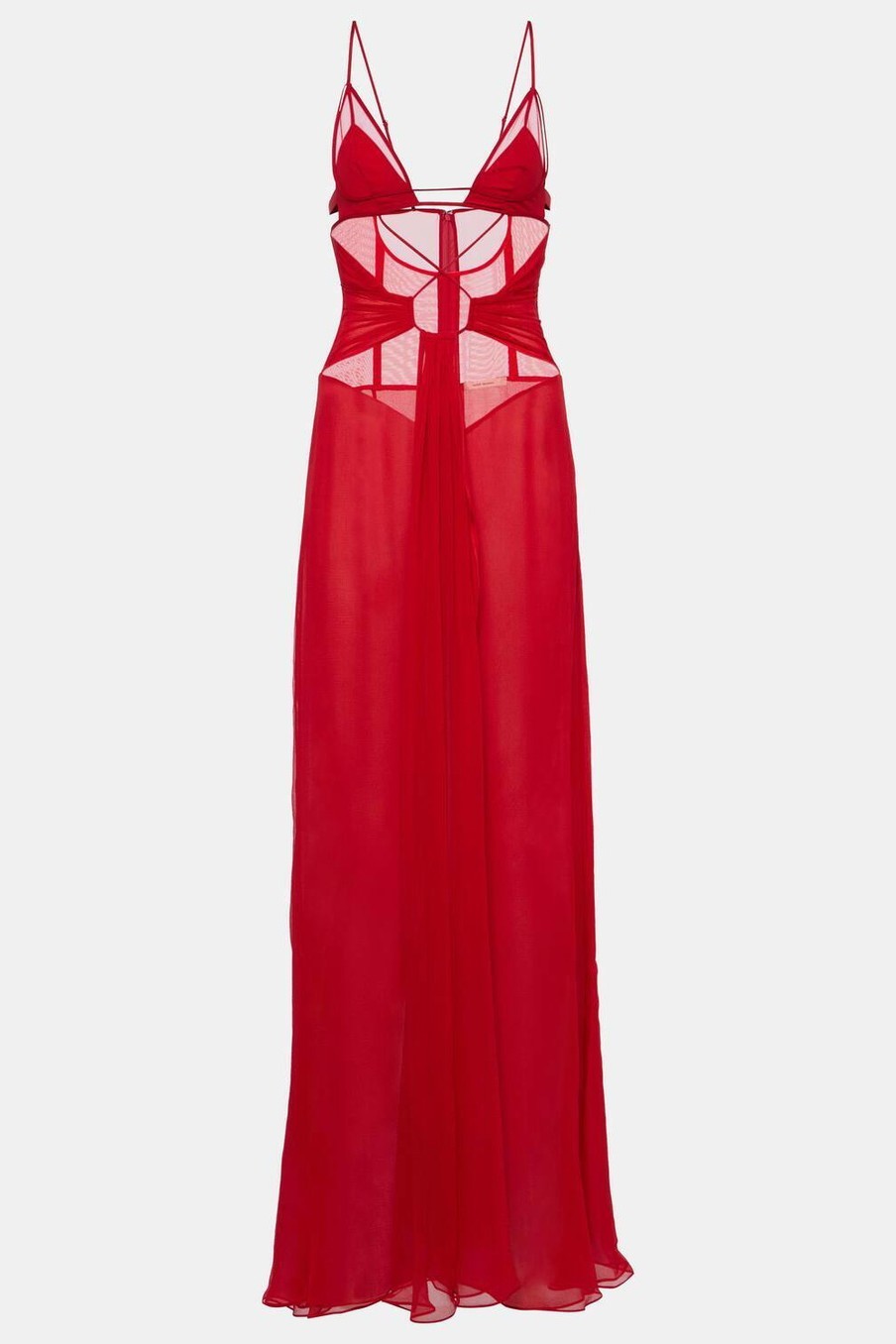 Mesh Cut-Out See-Through Maxi Dress