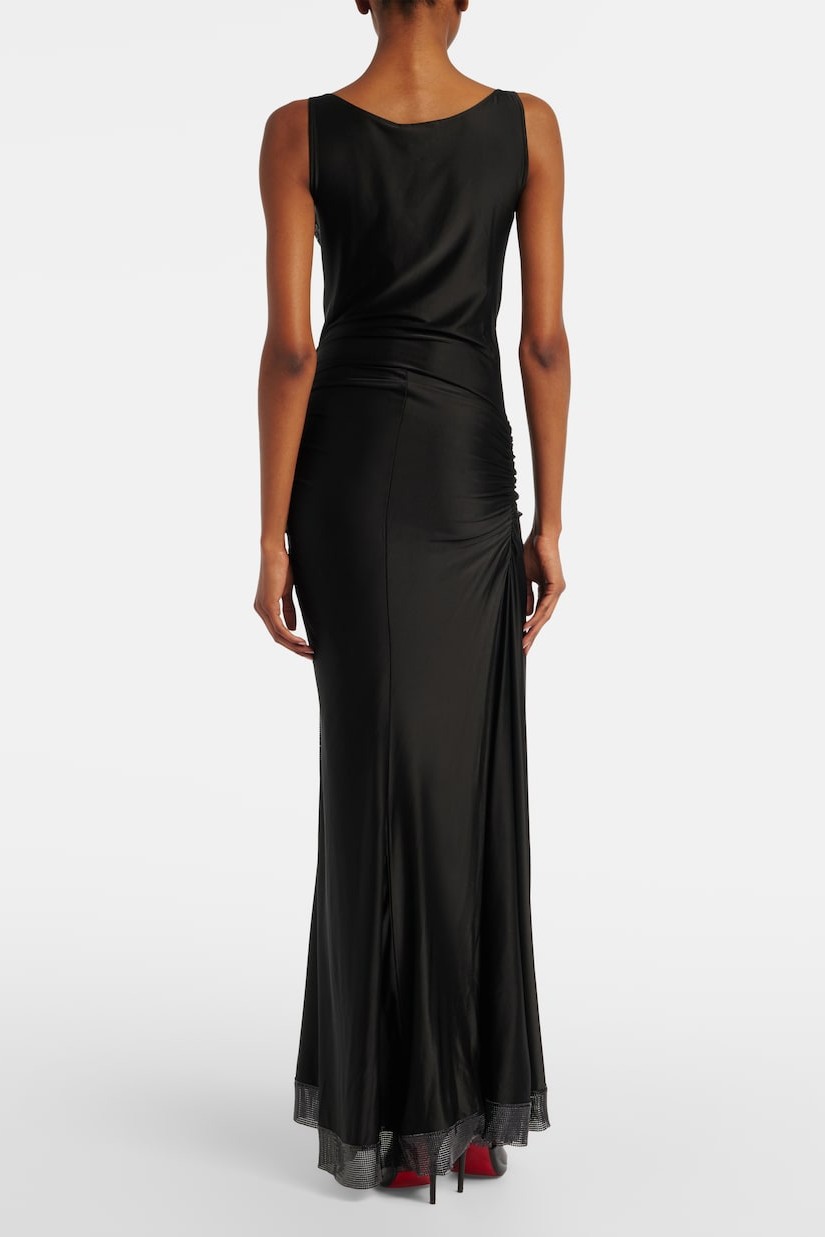 Jersey Splicing Sequin Swing Collar Midi Dress