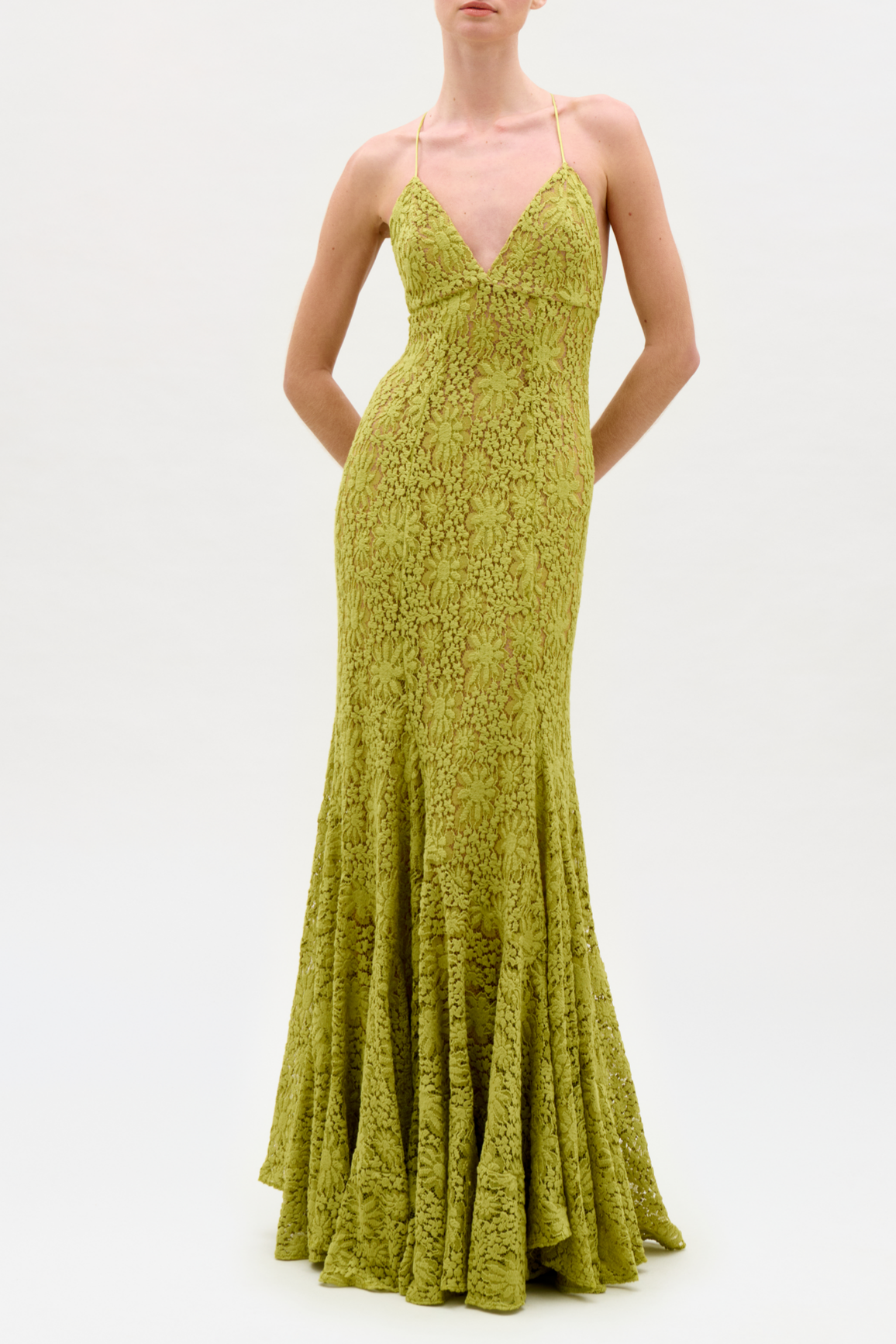 Lace Tie-Up Backless Maxi Dress