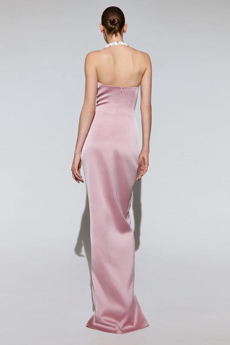 Satin Halter Neck Sleeveless Maxi Dress