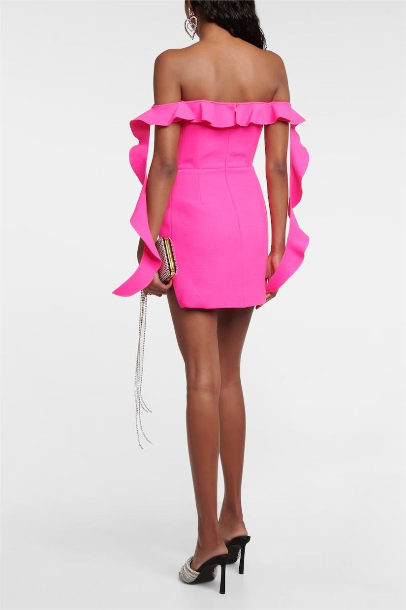 Knit Frill Off-Shoulder Mini Dress