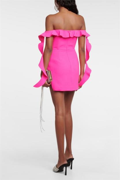 Knit Frill Off-Shoulder Mini Dress