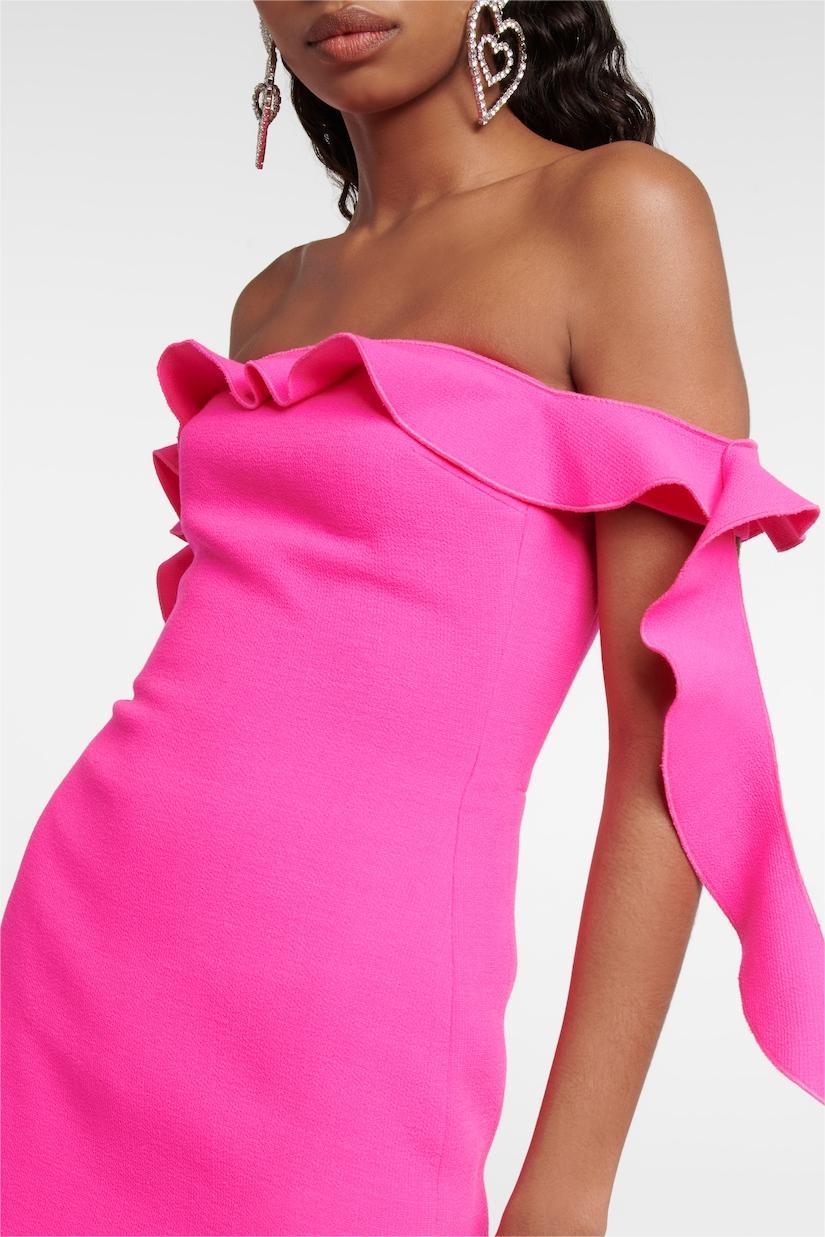 Knit Frill Off-Shoulder Mini Dress