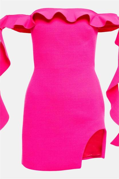 Knit Frill Off-Shoulder Mini Dress