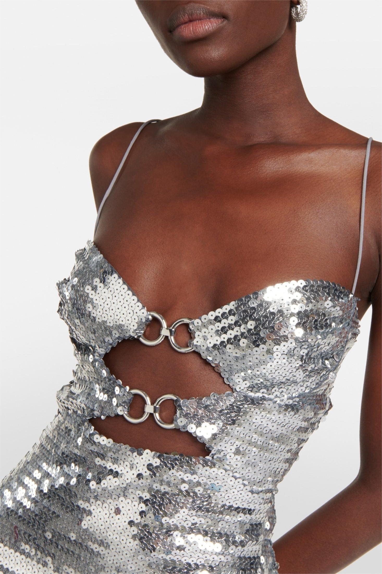 Sequin Cut-Out Bodycon Slip Mini Dress