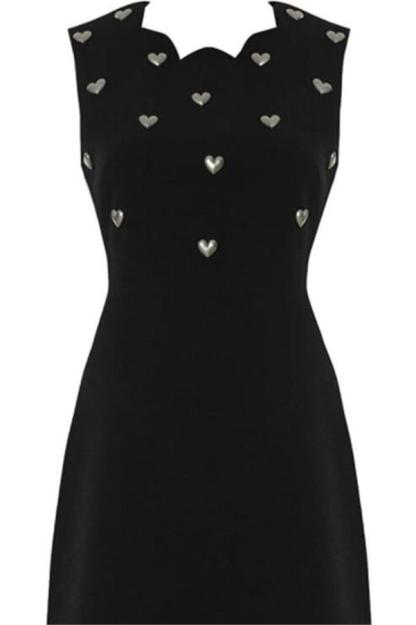 Silver Heart Sleeveless Split Mini Dress