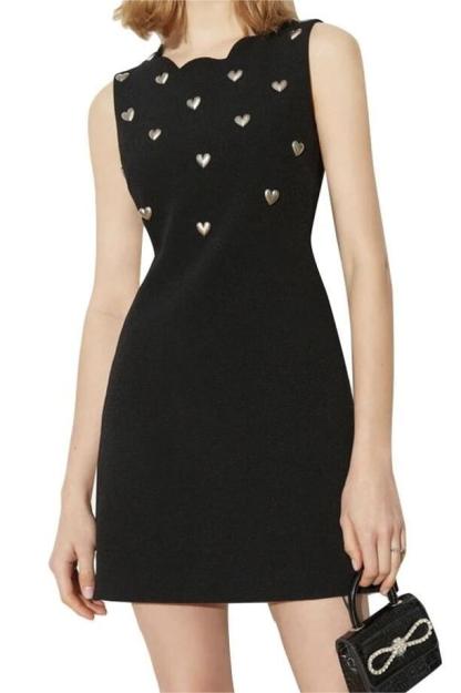 Silver Heart Sleeveless Split Mini Dress