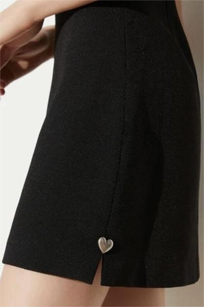 Silver Heart Sleeveless Split Mini Dress