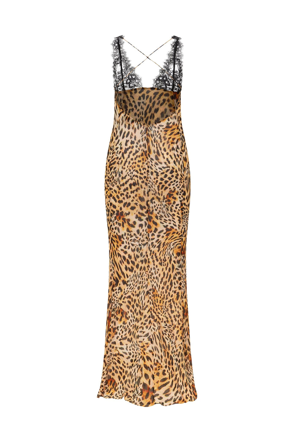 Lace V-Neck Leopard Print Maxi Dress