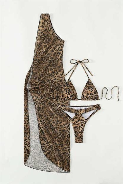 Animal Print Bikini Three Piece Set