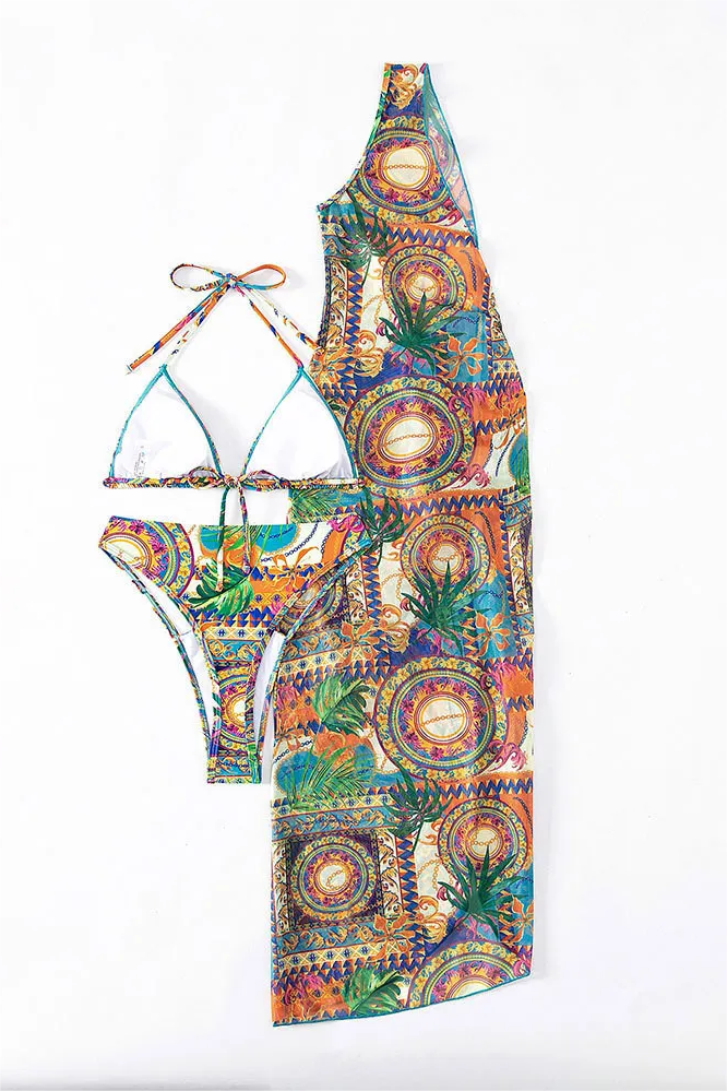 Paisley Print Bikini Three Piece Set