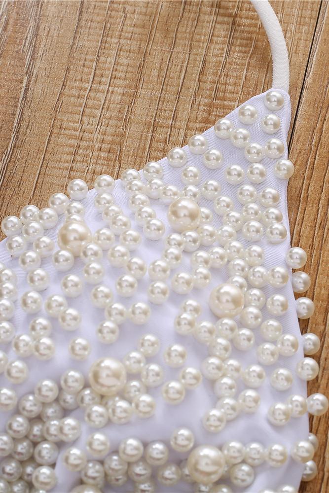 Faux Pearl Bikini Two Piece Set