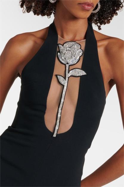 Rhinestone Knit Halter Neck Sleeveless Jumpsuit