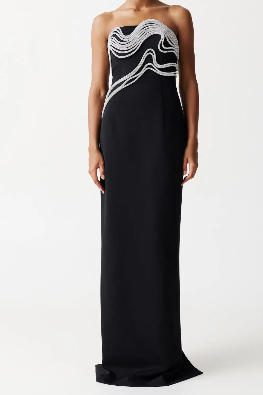 Rhinestone Knit Off-Shoulder Maxi Dress