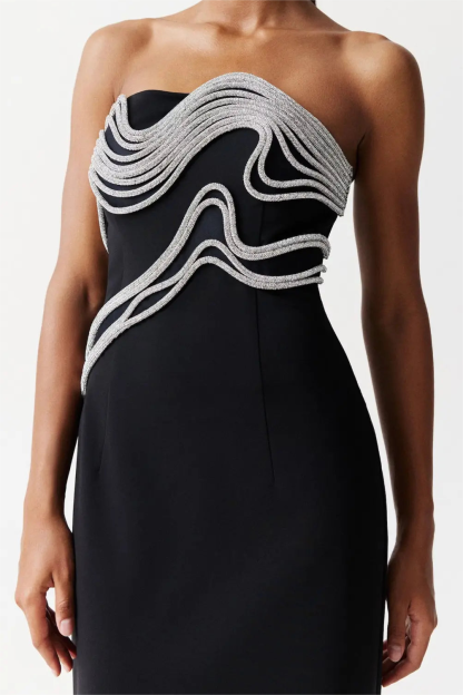 Rhinestone Knit Off-Shoulder Maxi Dress