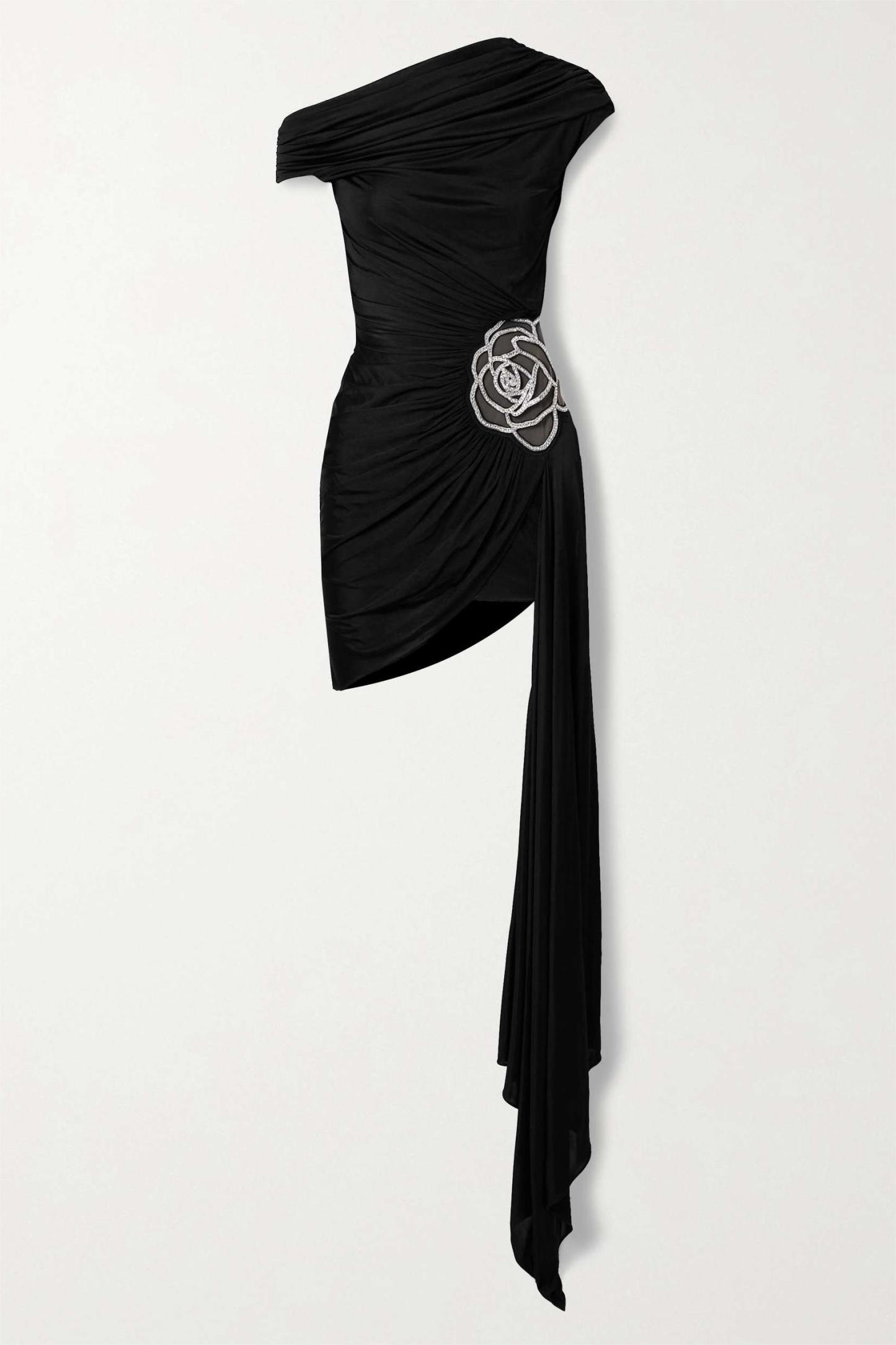 Rhinestone Bandage One-Shoulder Mini Dress