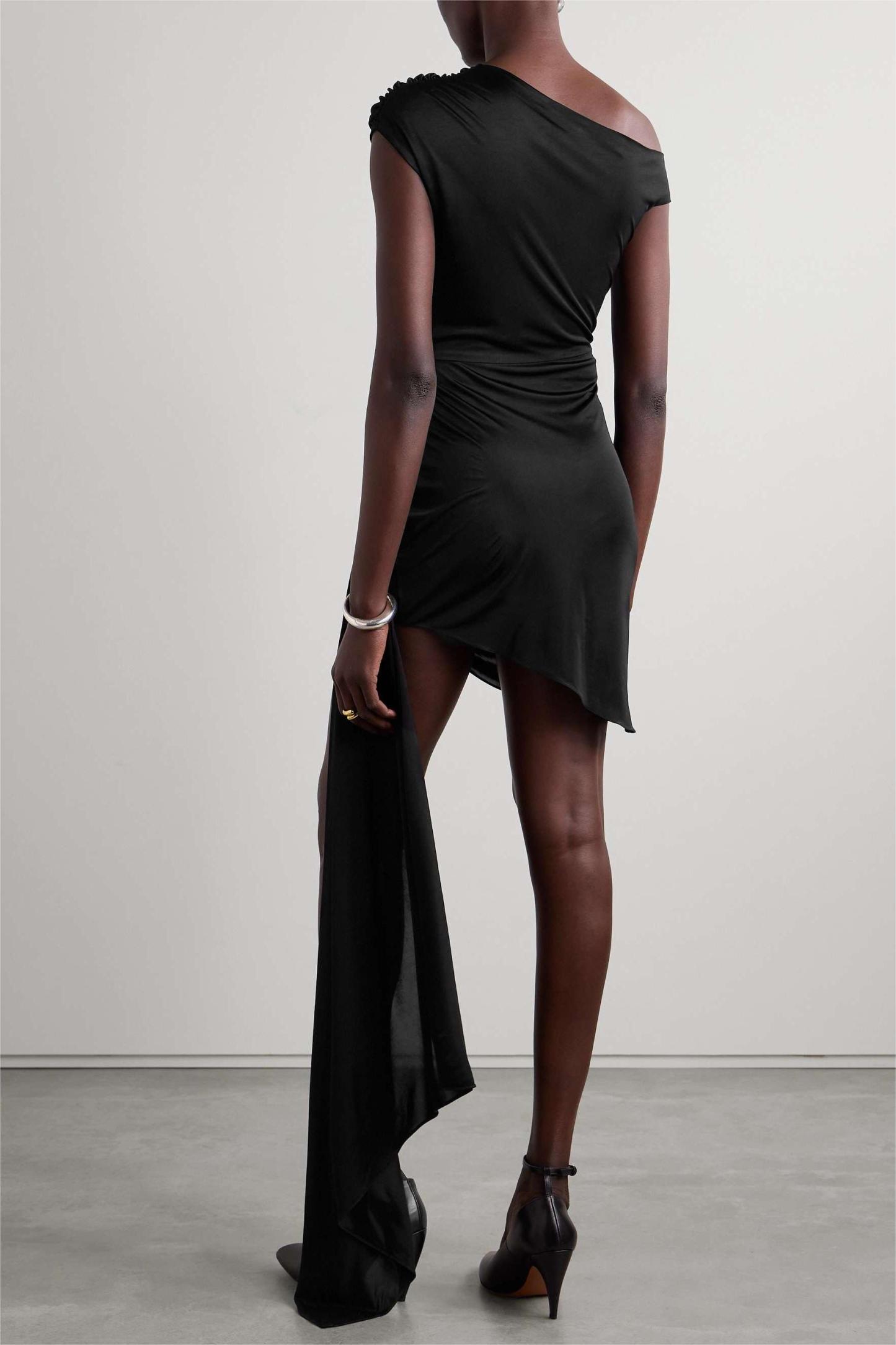 Rhinestone Bandage One-Shoulder Mini Dress