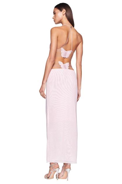 Abstract Print Halter Neck Backless Maxi Dress